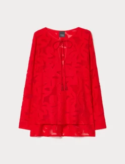 Blusa in fil coupé di viscosa - ROSSO