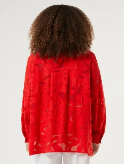 Blusa in fil coupé di viscosa - ROSSO