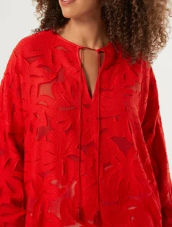 Blusa in fil coupé di viscosa - ROSSO