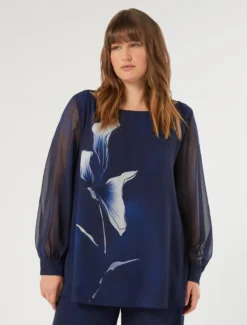 Blusa in georgette - BLU NOTTE