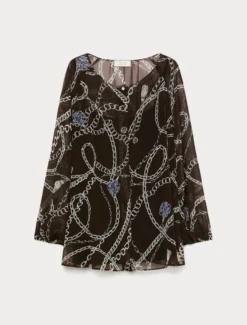 Blusa in georgette - CIOCCOLATO