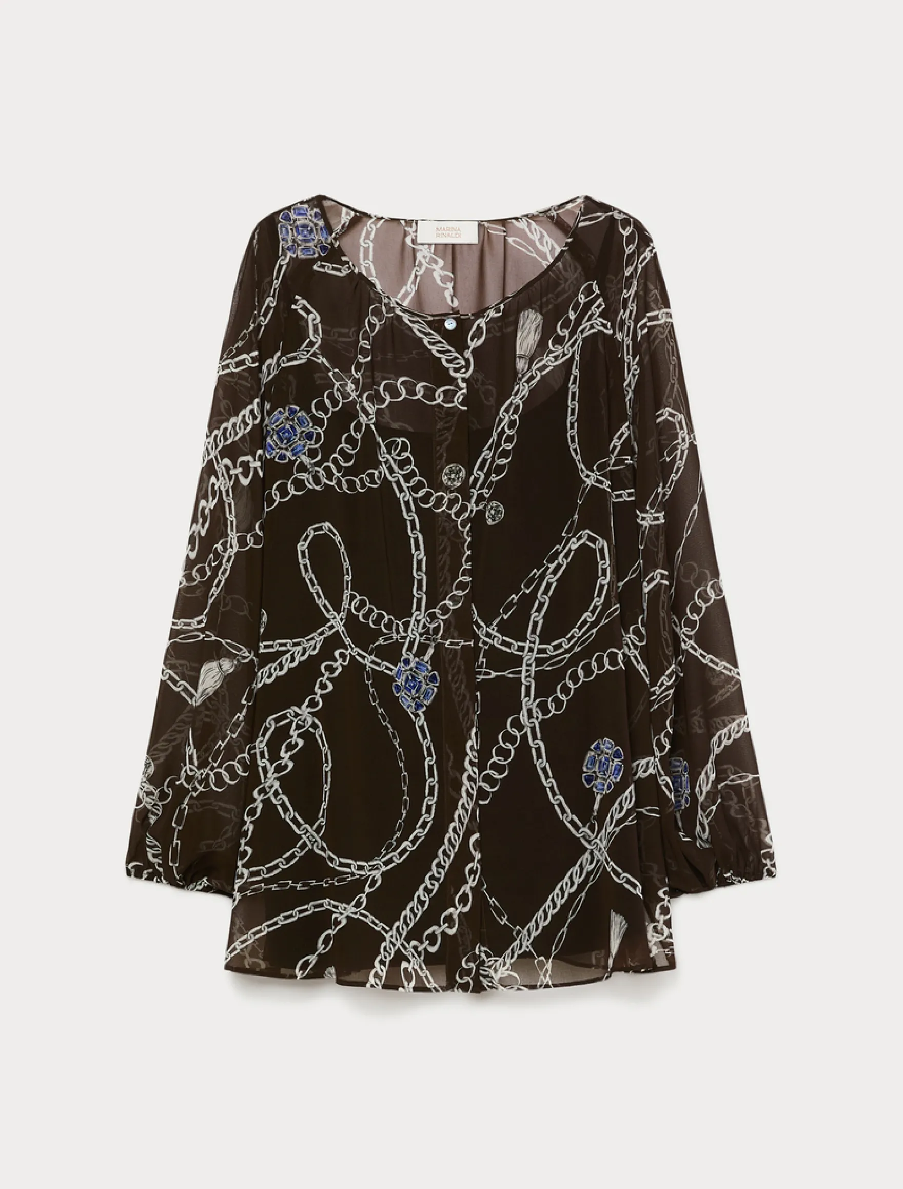 Blusa in georgette - CIOCCOLATO