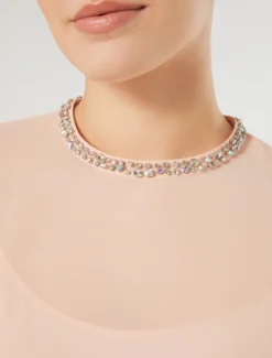 Blusa in georgette con ricamo - ROSA
