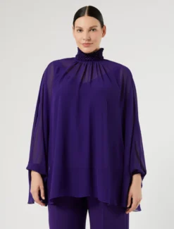 Blusa in georgette con ricamo - VIOLA