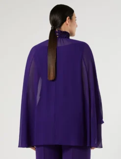 Blusa in georgette con ricamo - VIOLA