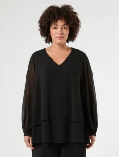 Blusa in georgette - NERO