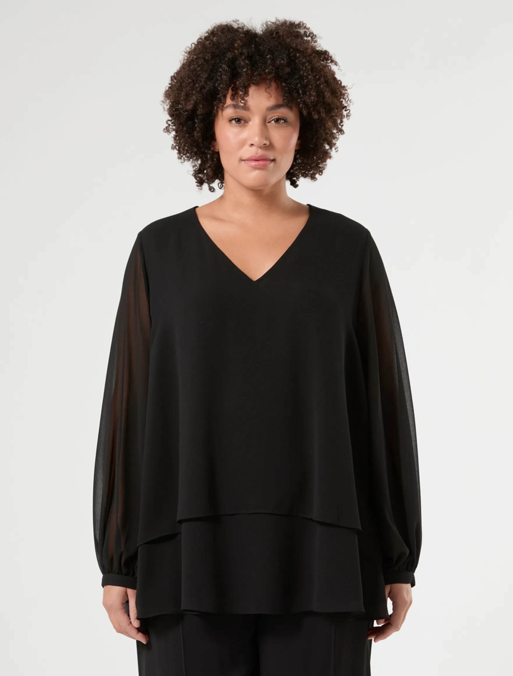 Blusa in georgette - NERO