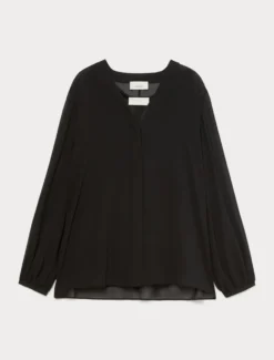 Blusa in georgette - NERO