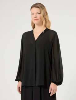 Blusa in georgette - NERO