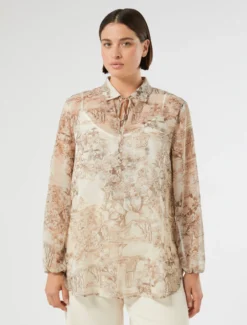 Blusa in georgette stampata - BIANCO