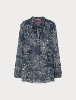 Blusa in georgette stampata - BLU CINA