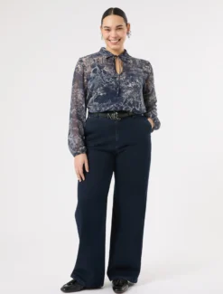 Blusa in georgette stampata - BLU CINA