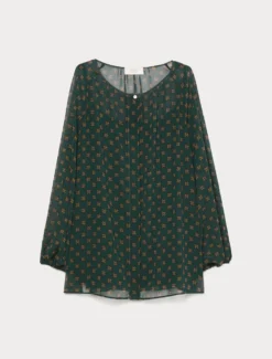 Blusa in georgette - VERDE SCURO