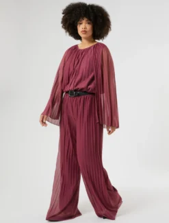Blusa in jersey plissé - ROSA SCURO