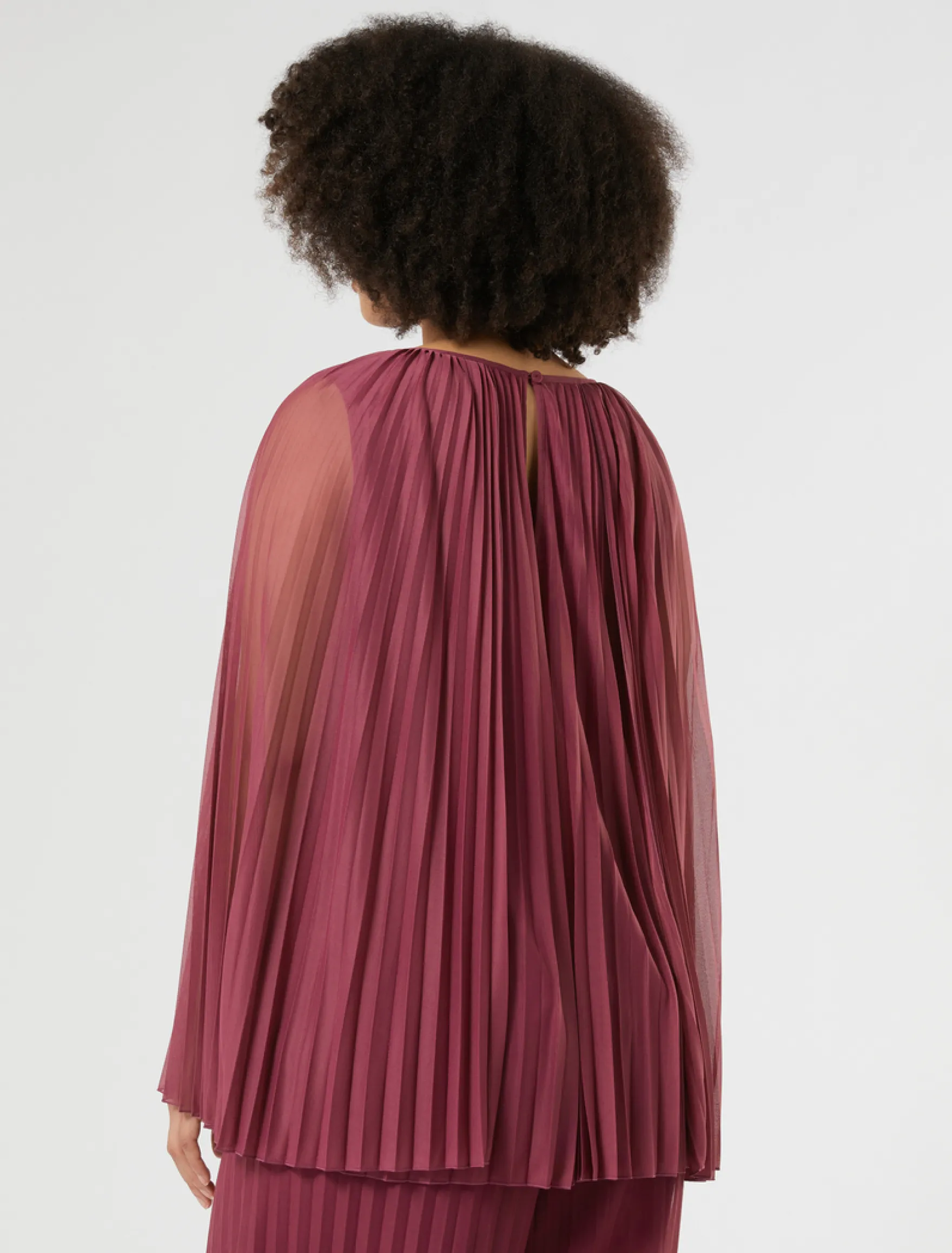 Blusa in jersey plissé - ROSA SCURO