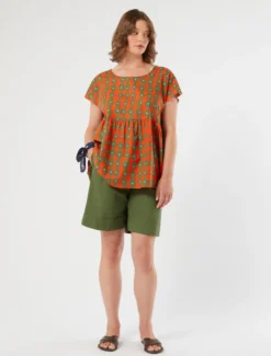 Blusa in mussola di cotone - CORALLO