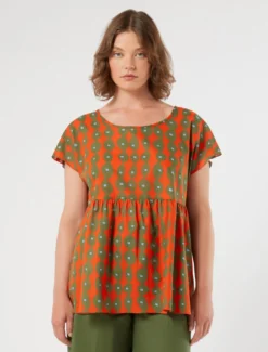 Blusa in mussola di cotone - CORALLO