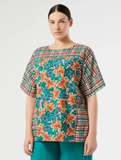 Blusa in mussola di cotone - MULTICOLOR