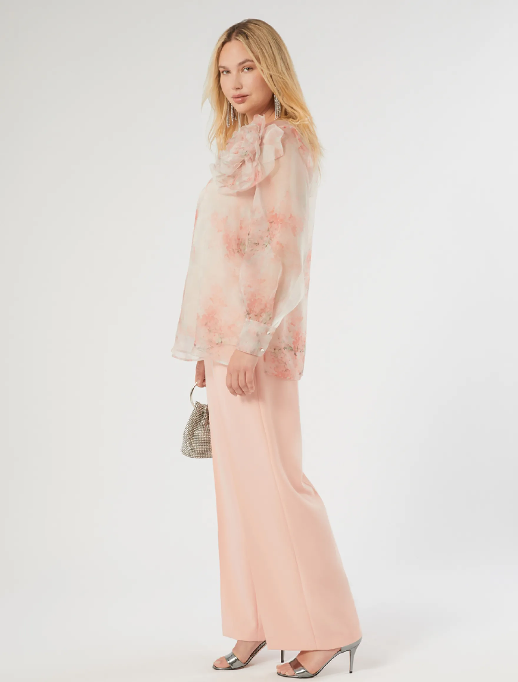 Blusa in organza di seta - ROSA