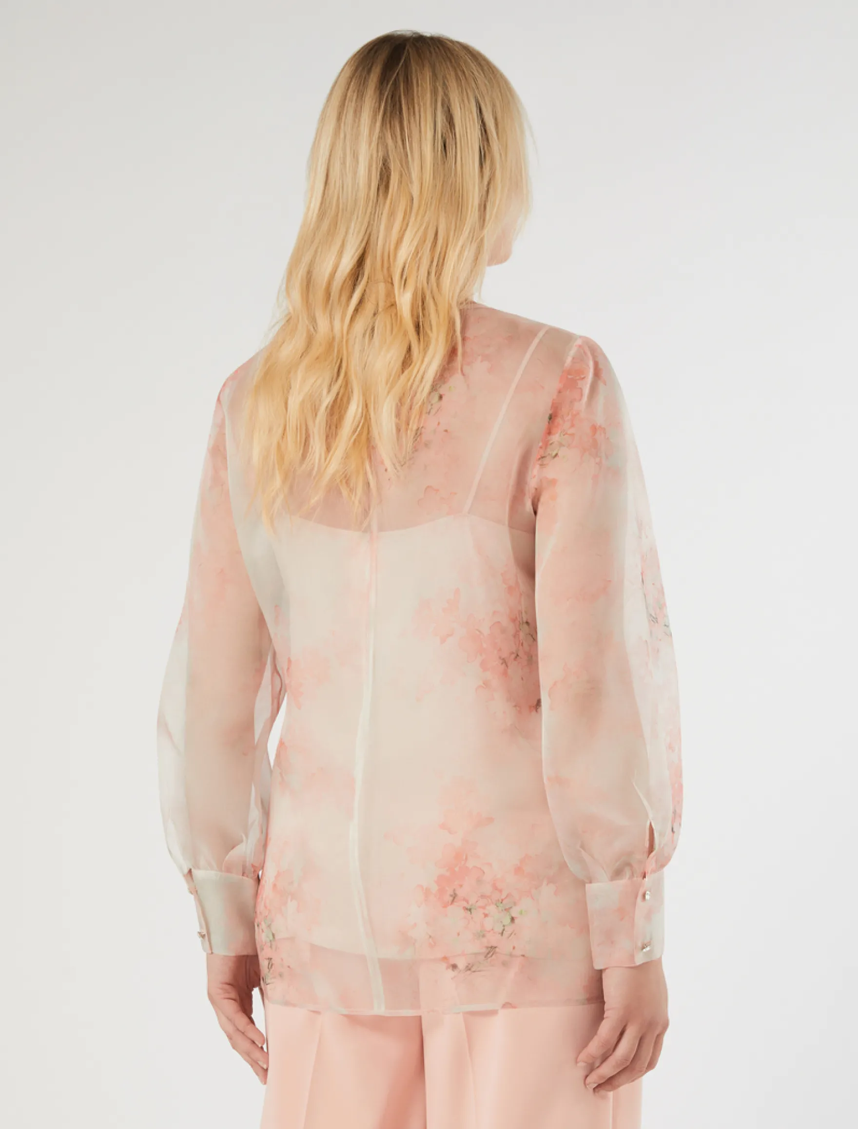 Blusa in organza di seta - ROSA