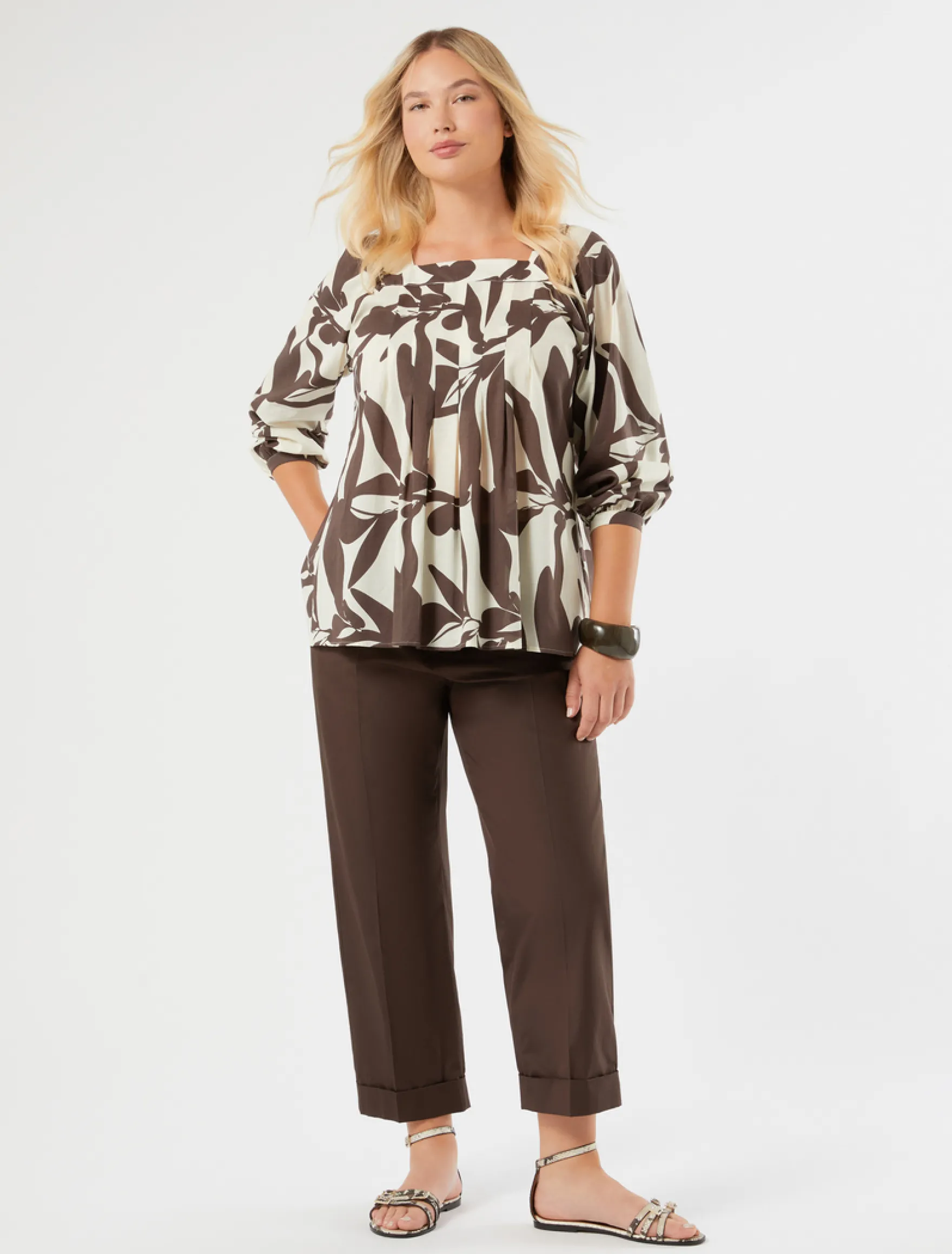 Blusa in popeline di cotone - AVORIO