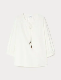 Blusa in popeline di cotone - AVORIO
