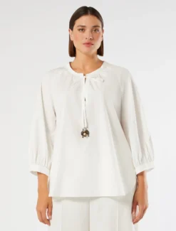 Blusa in popeline di cotone - AVORIO