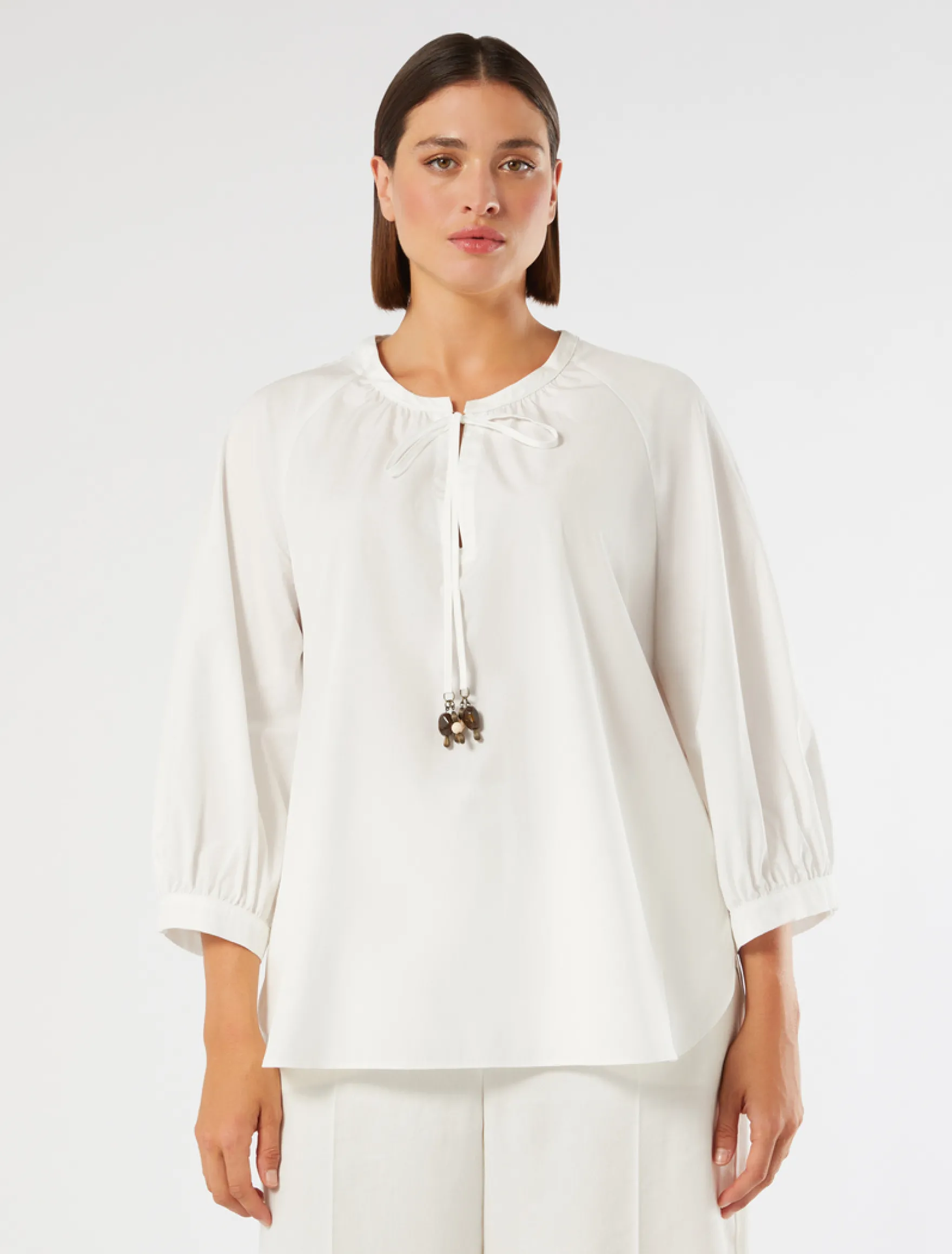 Blusa in popeline di cotone - AVORIO
