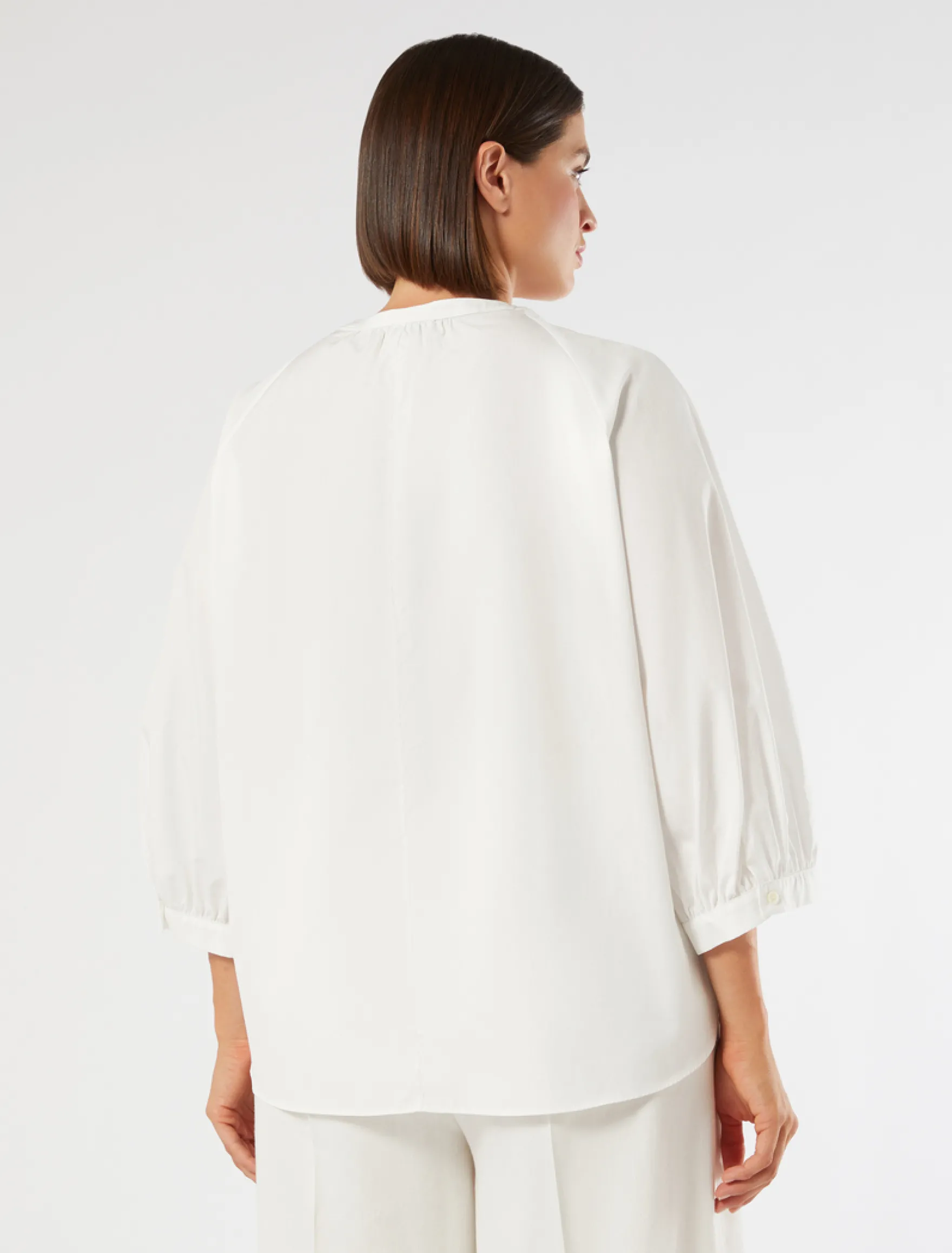 Blusa in popeline di cotone - AVORIO