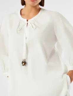 Blusa in popeline di cotone - AVORIO