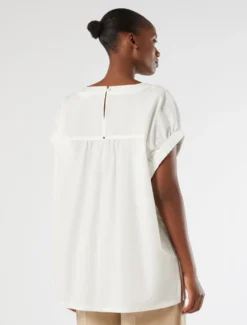 Blusa in popeline di cotone - AVORIO