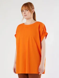 Blusa in popeline di cotone - MANDARINO