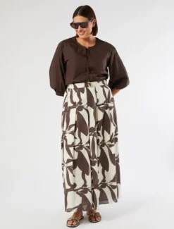 Blusa in popeline di cotone - MARRONE