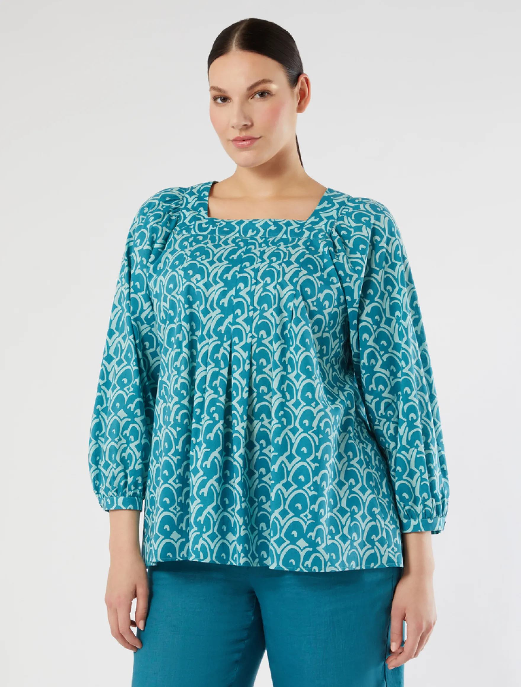 Blusa in popeline di cotone - VERDE