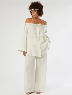 Blusa in puro lino - AVORIO