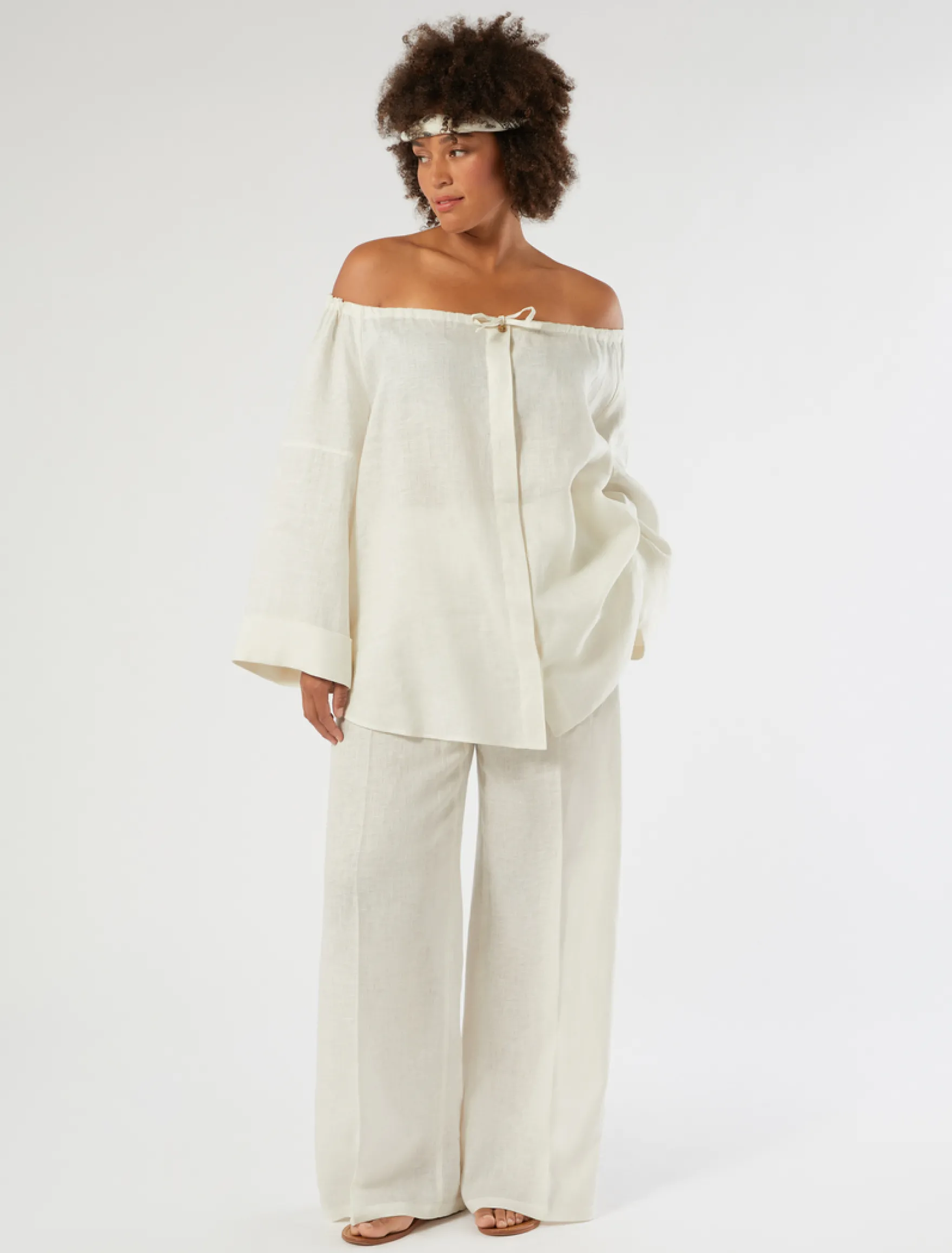 Blusa in puro lino - AVORIO