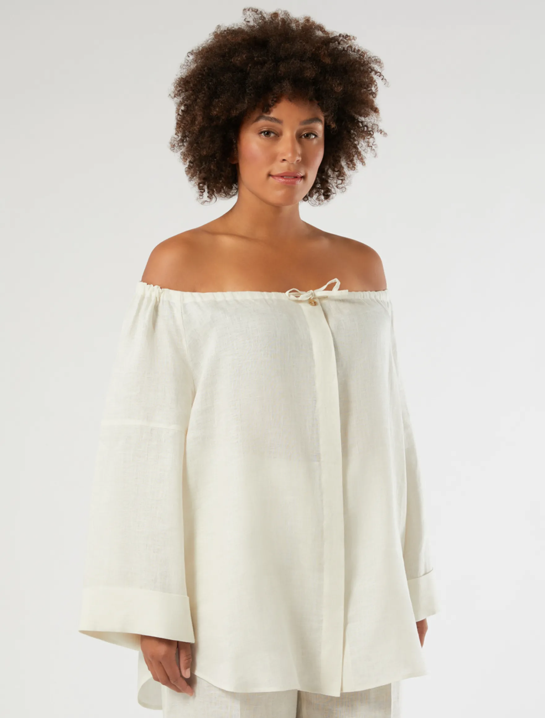 Blusa in puro lino - AVORIO