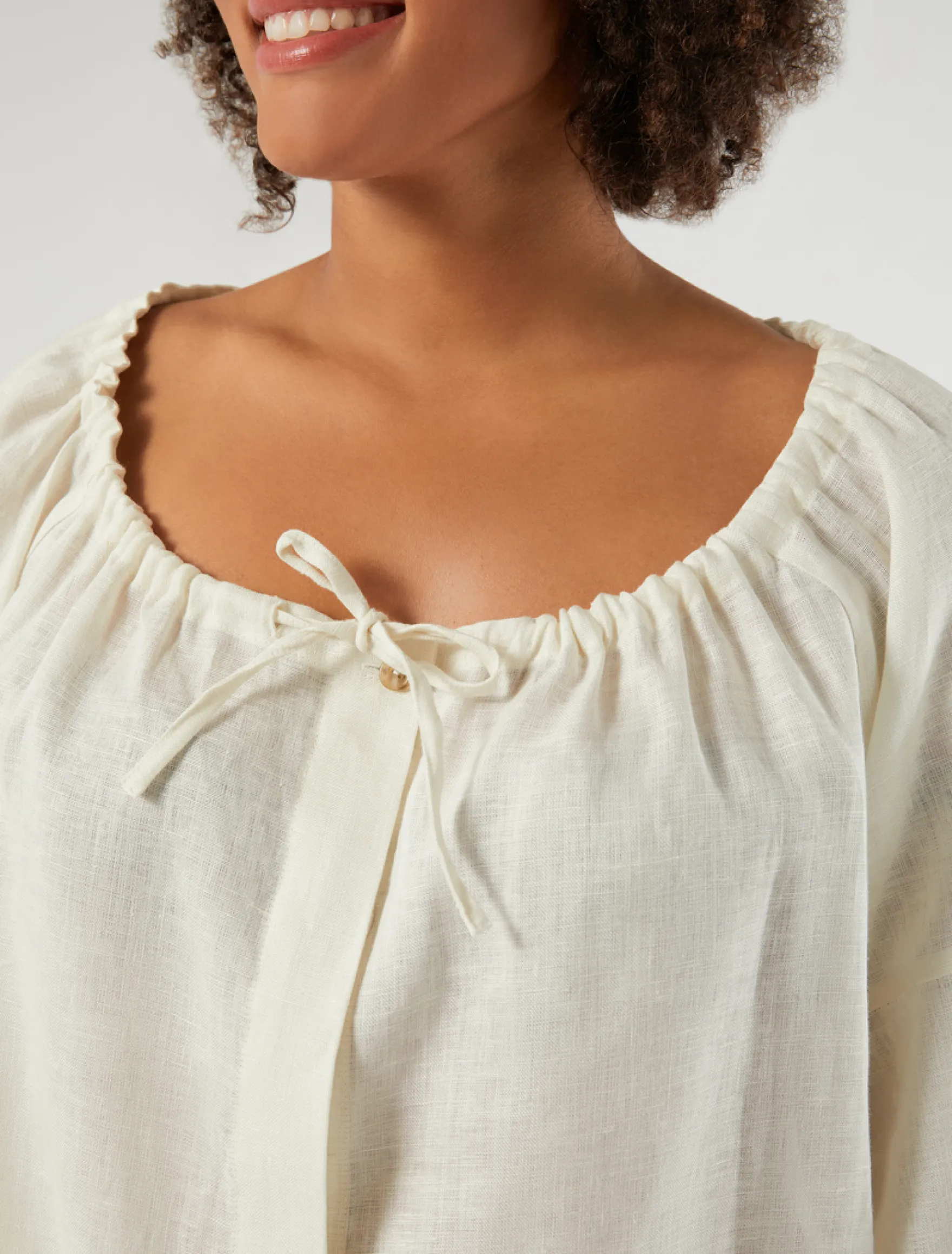 Blusa in puro lino - AVORIO