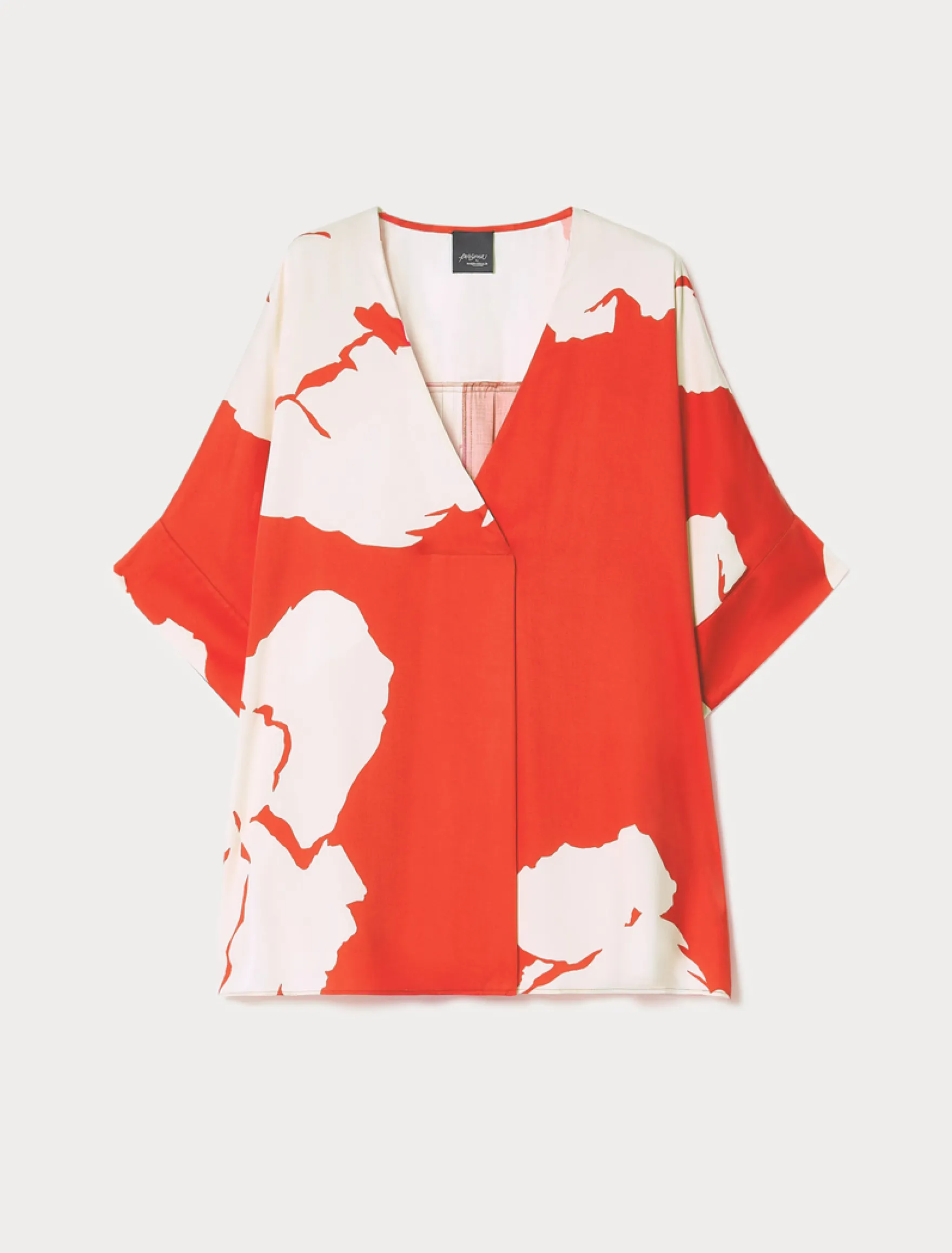 Blusa in raso stampato - ROSSO