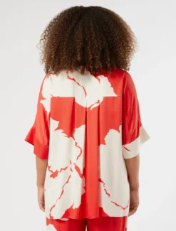 Blusa in raso stampato - ROSSO