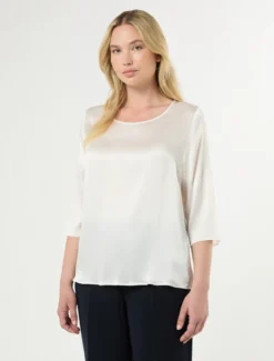 Blusa in satin - BIANCO