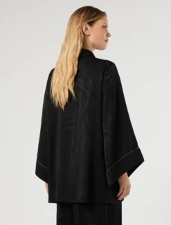 Blusa in satin jacquard - NERO