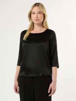 Blusa in satin - NERO