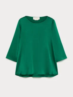 Blusa in satin - VERDE SMERALDO