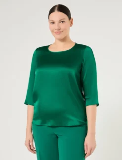 Blusa in satin - VERDE SMERALDO