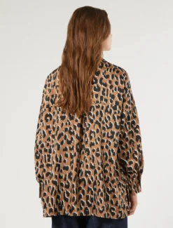 Blusa in twill stampato - CARAMELLO