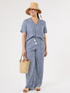 Blusa in viscosa con stampa - BIANCO