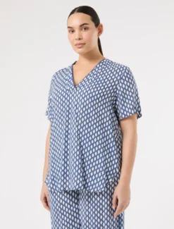 Blusa in viscosa con stampa - BIANCO