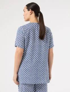 Blusa in viscosa con stampa - BIANCO