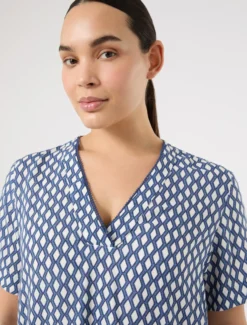 Blusa in viscosa con stampa - BIANCO